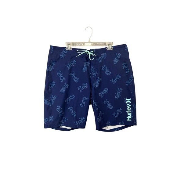 Hurley Blue Pineapple Swim Board Shorts Size 38 EUC - Picture 1 of 10